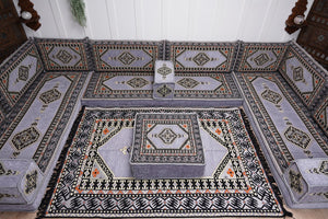 Modern Arabic Sofa, U Shaped Gray Arabic Floor Sofa Set, Moroccan Couch Sofas, Floor Cushion, Sectional Sofas, Arabic Majlis Sofa Seating