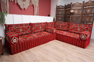 8'' Thickness L Sofa Set, Floor Sofa Seating Set, Corner Arabic Sofa Set, Floor Cushions, Living room Sofa