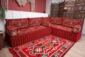 8'' Thickness L Sofa Set, Floor Sofa Seating Set, Corner Arabic Sofa Set, Floor Cushions, Living room Sofa