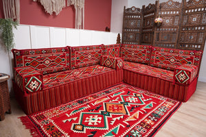 8'' Thickness L Sofa Set, Floor Sofa Seating Set, Corner Arabic Sofa Set, Floor Cushions, Living room Sofa