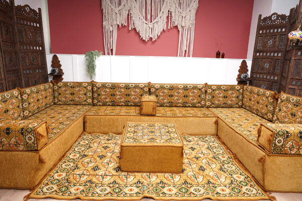 8'' Thickness U Sofa Set, Floor Cushions, Turkish Sofa Pillows, Oriental Sofa, Floor Seating
