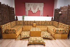 8'' Thickness U Sofa Set, Floor Cushions, Turkish Sofa Pillows, Oriental Sofa, Floor Seating