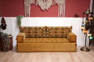 Gold Arabic Floor Seating, Meditation Reading Sofa, Arabic Majlis, Single Sofa Sets, Oriental Floor Cushion, Sectional Sofa