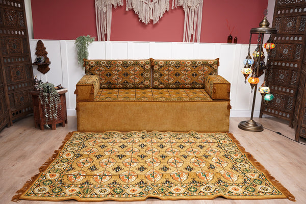 8'' Thickness Sofa Set, Gold Floor Couch, Sectional Sofas, Arabic Majilis, Arabic Jalsa, Meditation Yoga Loveseat
