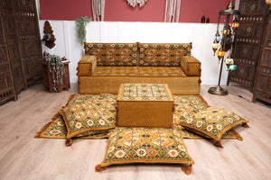 أرائك غرفة المعيشة، أريكة مقسمة وحدات، طقم أريكة أرضية، أريكة مقسمة، أريكة أرضية عربية مع أريكة عثمانية وسجادة