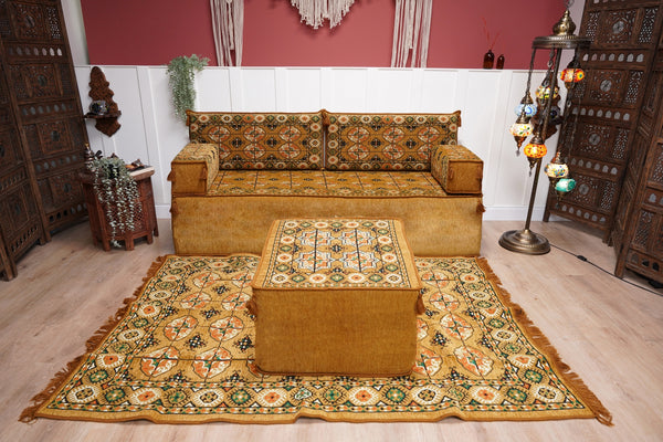 8 Zoll dicke Couchgarnitur, Goldene Boden-Couch, Ecksofas, Arabische M