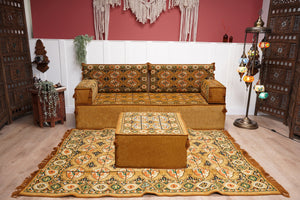 8'' Thickness Sofa Set, Gold Floor Couch, Sectional Sofas, Arabic Majilis, Arabic Jalsa, Meditation Yoga Loveseat