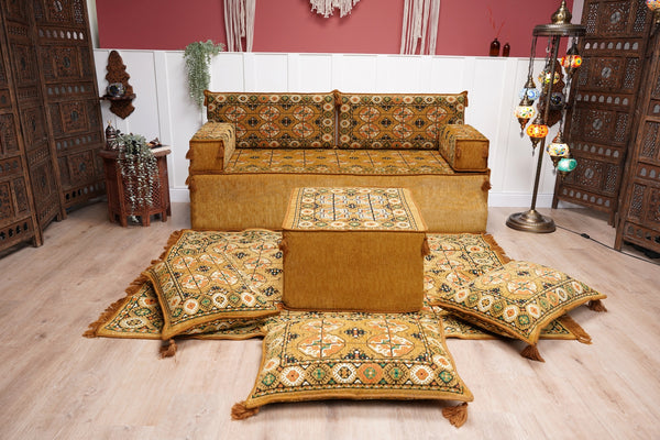 8'' Thickness Sofa Set, Gold Floor Couch, Sectional Sofas, Arabic Majilis, Arabic Jalsa, Meditation Yoga Loveseat