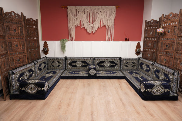 Arabic Majlis Sofa, U Shaped Arabic Floor Sofa Set, Moroccan Sofas, Floor Cushions, Arabic Seating Sofa, Turkish Sofa, Floor Couch