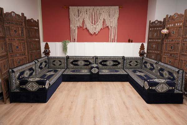 Arabic Majlis Sofa, U Shaped Arabic Floor Sofa Set, Moroccan Sofas, Floor Cushions, Arabic Seating Sofa, Turkish Sofa, Floor Couch