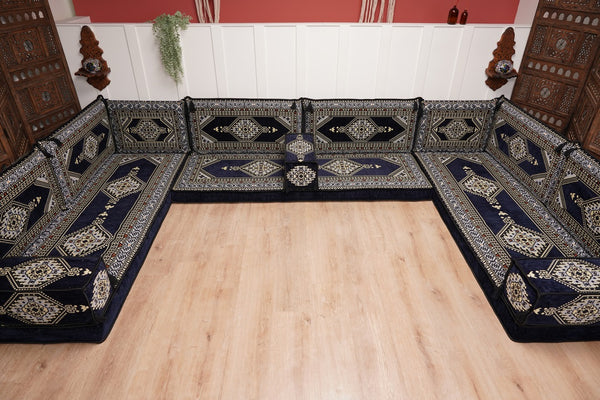 Arabic Majlis Sofa, U Shaped Arabic Floor Sofa Set, Moroccan Sofas, Floor Cushions, Arabic Seating Sofa, Turkish Sofa, Floor Couch