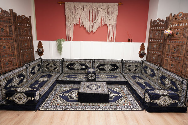 Arabic Majlis Sofa, U Shaped Arabic Floor Sofa Set, Moroccan Sofas, Floor Cushions, Arabic Seating Sofa, Turkish Sofa, Floor Couch