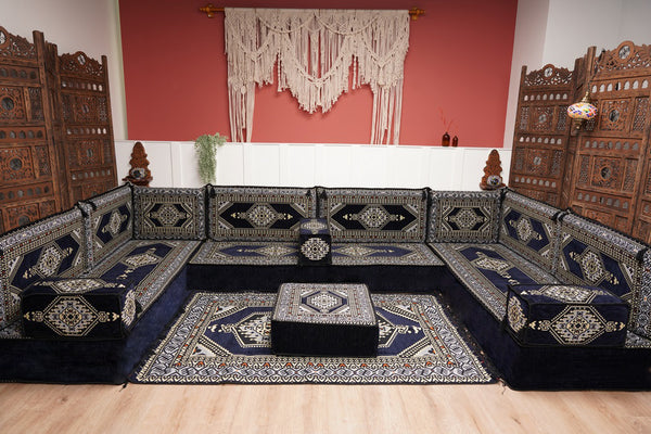 Arabic Majlis Sofa, U Shaped Arabic Floor Sofa Set, Moroccan Sofas, Floor Cushions, Arabic Seating Sofa, Turkish Sofa, Floor Couch