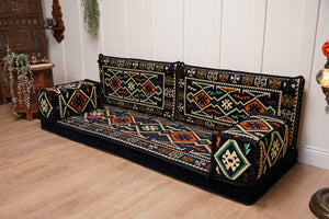 Dark Navy Blue Floor Sofa, Arabic Floor Seating Cushions, Arabic Jalsa, Moroccan Floor Sofas, Sectional Sofas, Sofa with Ottoman Couch and Rug