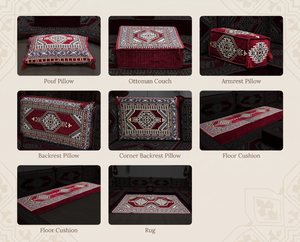 Maroon Palace Elegance: Single Floor Cushion – Modular Modern Floor Seating – Individual Lounge Piece
