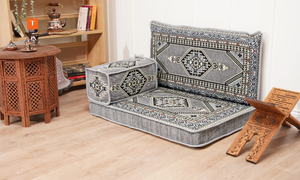 Palace Elegance: Single Floor Sofa Set – 4 Inch Thick Arabic Majlis – Bohemian Low Seating – Turkish Cushion