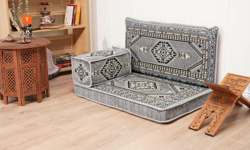 Palace Elegance: Single Floor Sofa Set – 4 Inch Thick Arabic Majlis – Bohemian Low Seating – Turkish Cushion