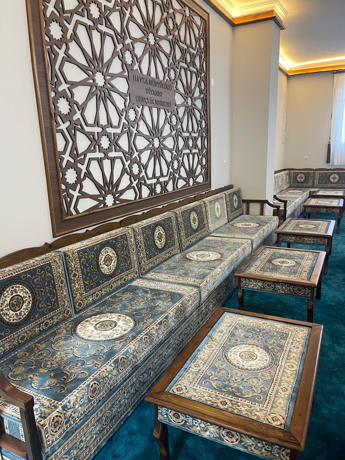 Turquoise Imperial Mandala: Arabic Jalsa Sofa – Turkish Carpet Bench –