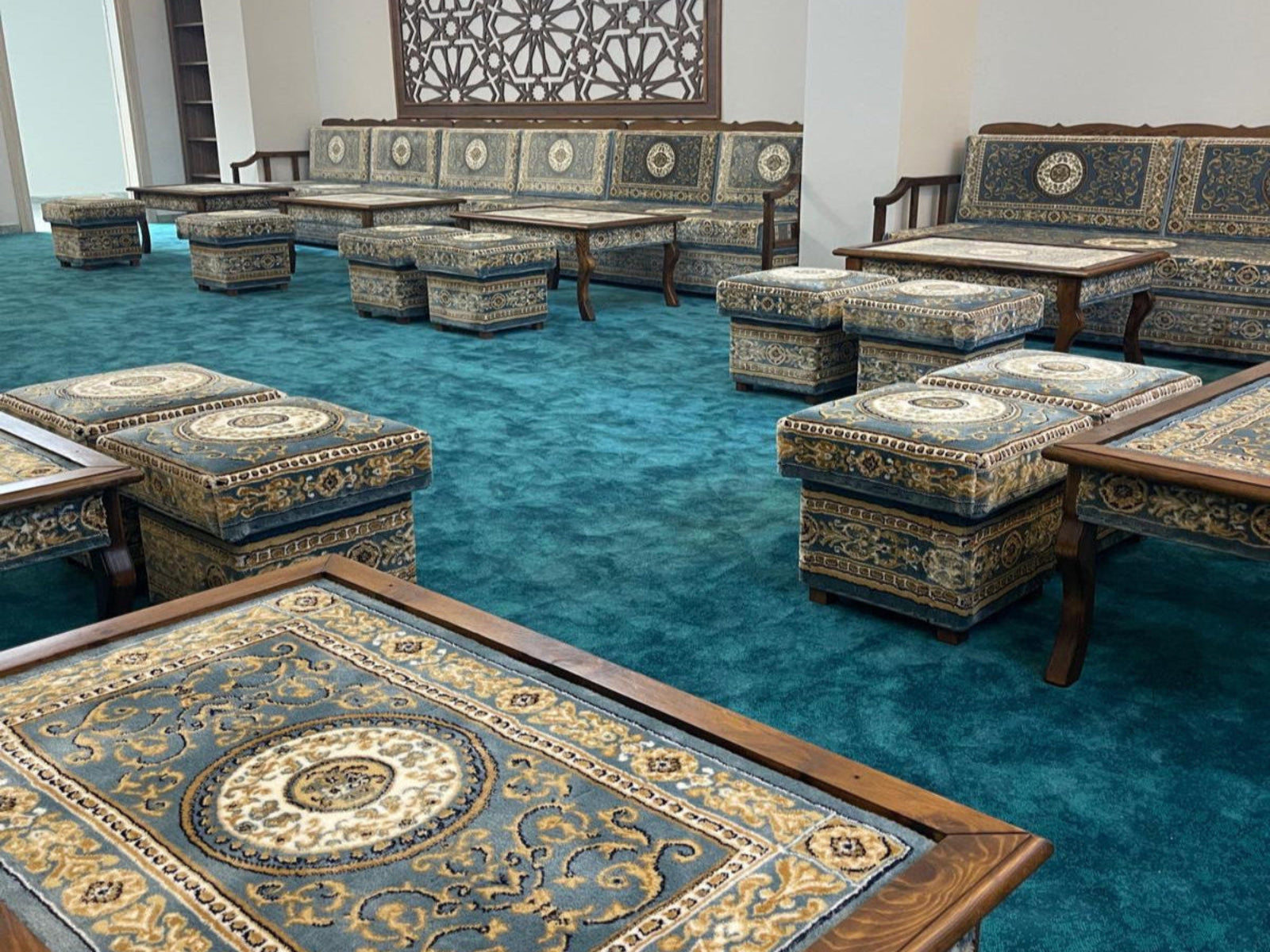 Turquoise Imperial Mandala: Arabic Jalsa Sofa – Turkish Carpet Bench –