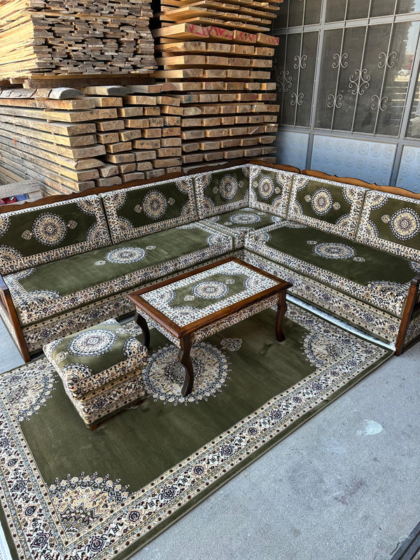 Khaki Turkish Cedar, Yemeni Majlis, Moroccan Majlis, Arabic Furniture for Restaurants, Ottoman Sofa, Wooden Bench Sofa