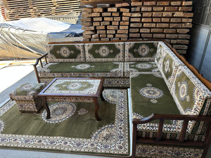 Khaki Turkish Cedar, Yemeni Majlis, Moroccan Majlis, Arabic Furniture for Restaurants, Ottoman Sofa, Wooden Bench Sofa