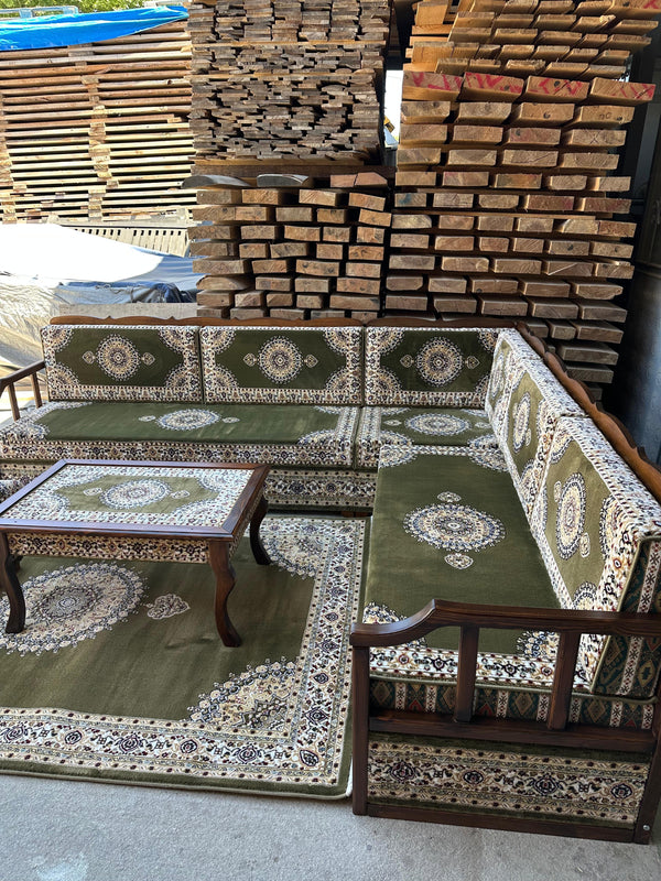 Khaki Turkish Cedar, Yemeni Majlis, Moroccan Majlis, Arabic Furniture for Restaurants, Ottoman Sofa, Wooden Bench Sofa