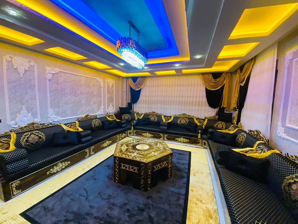 Arabic Majlis Sofa Seating, Arabic Floor Seating, Ottoman Sofa, Yemeni Majlis, Wooden Bench Majlis, Moroccan Bench Cushion, Arabic Sofa Seating