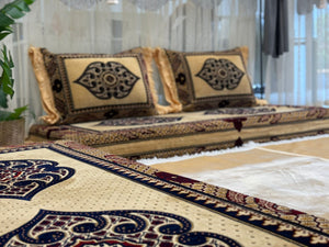 طقم أريكة أفغاني على شكل حرف L، كنبة زاوية أرضية، مجلس عربي، طقم أريكة أرضية بسمك 6 بوصات، طقم أريكة عربية