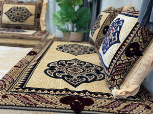 طقم أريكة أفغاني على شكل حرف L، كنبة زاوية أرضية، مجلس عربي، طقم أريكة أرضية بسمك 6 بوصات، طقم أريكة عربية