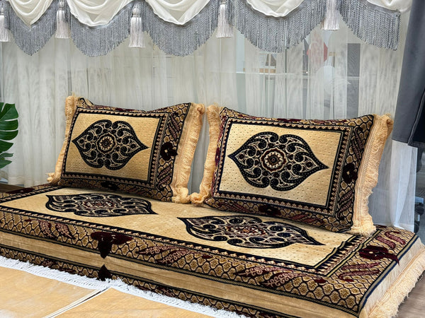 طقم أريكة أفغاني على شكل حرف L، كنبة زاوية أرضية، مجلس عربي، طقم أريكة أرضية بسمك 6 بوصات، طقم أريكة عربية