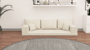Leinen-Bodensitzsofa, moderne arabische Wohnzimmercouch, marokkanisches Heimdekorationsset, modulare Kissen, Leinen-Bodensofa-Couch