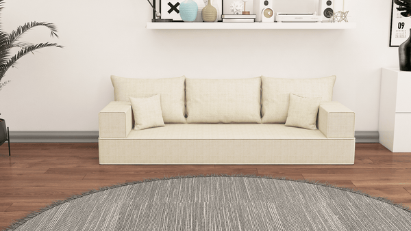 Leinen-Bodensitzsofa, moderne arabische Wohnzimmercouch, marokkanisches Heimdekorationsset, modulare Kissen, Leinen-Bodensofa-Couch