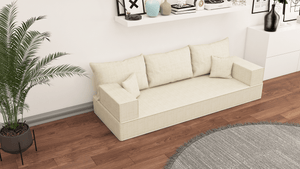 Leinen-Bodensitzsofa, moderne arabische Wohnzimmercouch, marokkanisches Heimdekorationsset, modulare Kissen, Leinen-Bodensofa-Couch