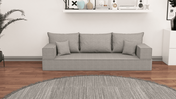 Leinen-Bodensitzsofa, moderne arabische Wohnzimmercouch, marokkanisches Heimdekorationsset, modulare Kissen, Leinen-Bodensofa-Couch