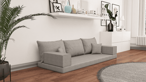 Leinen-Bodensitzsofa, moderne arabische Wohnzimmercouch, marokkanisches Heimdekorationsset, modulare Kissen, Leinen-Bodensofa-Couch