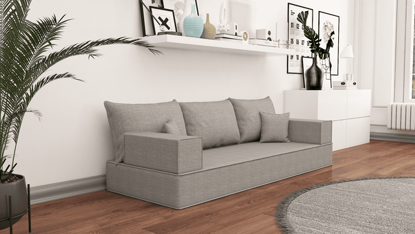 Leinen-Bodensitzsofa, moderne arabische Wohnzimmercouch, marokkanisches Heimdekorationsset, modulare Kissen, Leinen-Bodensofa-Couch