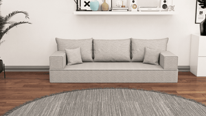Leinen-Bodensitzsofa, moderne arabische Wohnzimmercouch, marokkanisches Heimdekorationsset, modulare Kissen, Leinen-Bodensofa-Couch