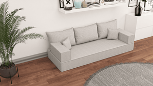 Leinen-Bodensitzsofa, moderne arabische Wohnzimmercouch, marokkanisches Heimdekorationsset, modulare Kissen, Leinen-Bodensofa-Couch