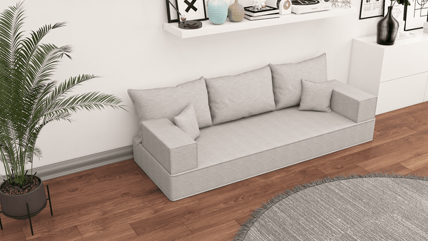 Leinen-Bodensitzsofa, moderne arabische Wohnzimmercouch, marokkanisches Heimdekorationsset, modulare Kissen, Leinen-Bodensofa-Couch