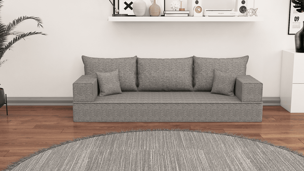 Leinen-Bodensitzsofa, moderne arabische Wohnzimmercouch, marokkanisches Heimdekorationsset, modulare Kissen, Leinen-Bodensofa-Couch