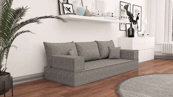 Leinen-Bodensitzsofa, moderne arabische Wohnzimmercouch, marokkanisches Heimdekorationsset, modulare Kissen, Leinen-Bodensofa-Couch
