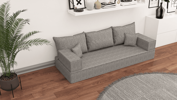 Leinen-Bodensitzsofa, moderne arabische Wohnzimmercouch, marokkanisches Heimdekorationsset, modulare Kissen, Leinen-Bodensofa-Couch