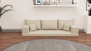 Leinen-Bodensitzsofa, moderne arabische Wohnzimmercouch, marokkanisches Heimdekorationsset, modulare Kissen, Leinen-Bodensofa-Couch