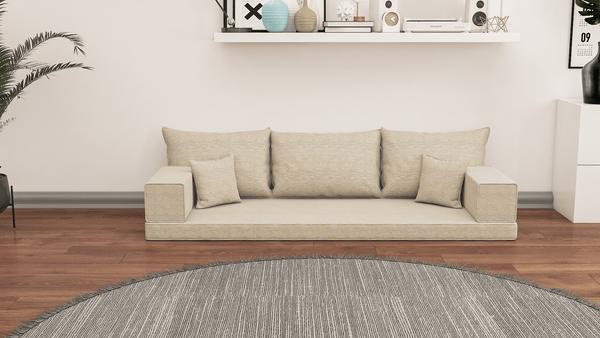 Leinen-Bodensitzsofa, moderne arabische Wohnzimmercouch, marokkanisches Heimdekorationsset, modulare Kissen, Leinen-Bodensofa-Couch