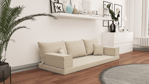 Leinen-Bodensitzsofa, moderne arabische Wohnzimmercouch, marokkanisches Heimdekorationsset, modulare Kissen, Leinen-Bodensofa-Couch