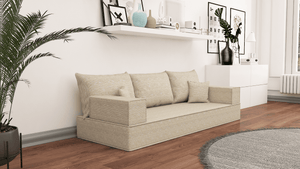 Leinen-Bodensitzsofa, moderne arabische Wohnzimmercouch, marokkanisches Heimdekorationsset, modulare Kissen, Leinen-Bodensofa-Couch