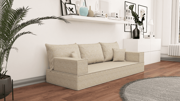 Leinen-Bodensitzsofa, moderne arabische Wohnzimmercouch, marokkanisches Heimdekorationsset, modulare Kissen, Leinen-Bodensofa-Couch