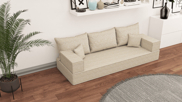 Leinen-Bodensitzsofa, moderne arabische Wohnzimmercouch, marokkanisches Heimdekorationsset, modulare Kissen, Leinen-Bodensofa-Couch