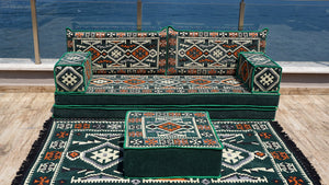Green Anatolian Hearth pattern single Arabic floor sofa set, photo 13 of 17
