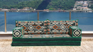 Green Anatolian Hearth pattern single Arabic floor sofa set, photo 16 of 17